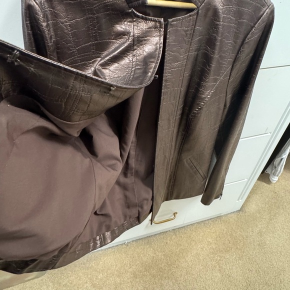 Chico’s Brown Faux Leather Jacket Medium - Picture 4 of 6